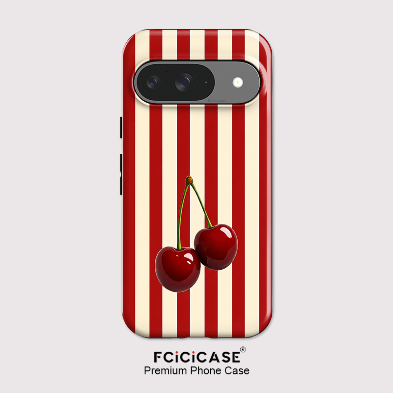 Google Pixel 9 - Fcicicase Cherry Stripe Pattern Phone Case