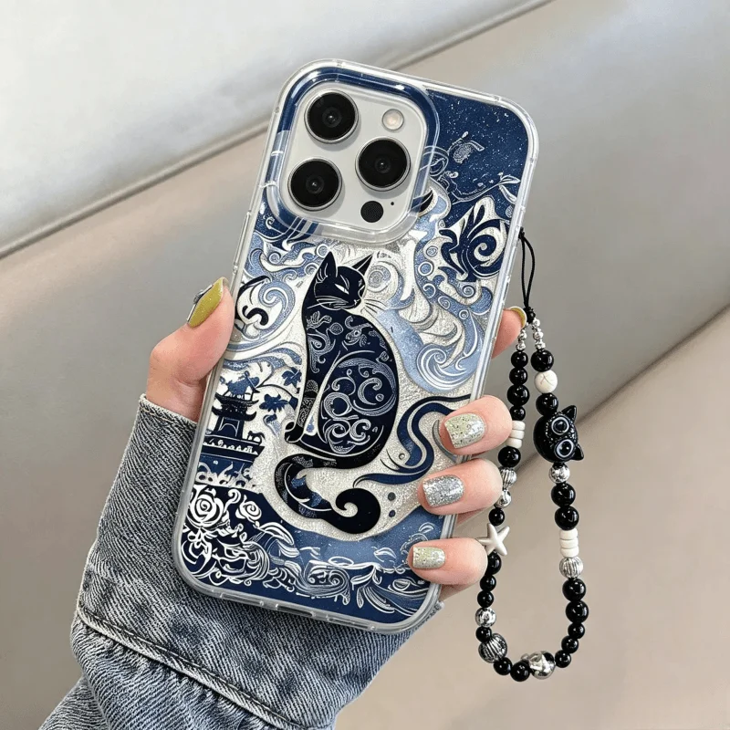 Vivo Y28 - Blue Totem Cat Design Bracelet Case