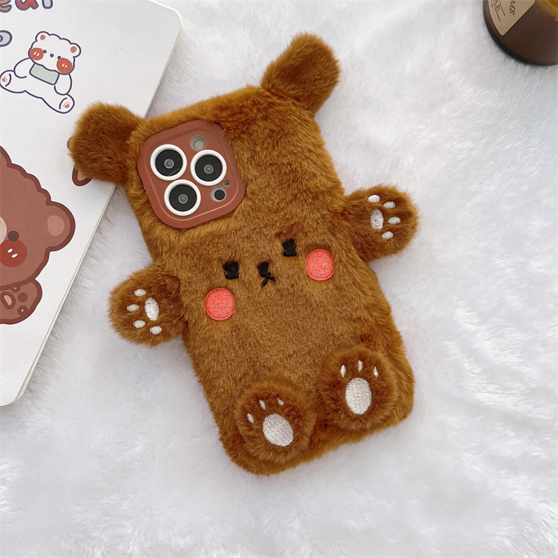 Korean 3D Cartoon Bear Fluffy  - đánh giá và giá Apple Iphone 16