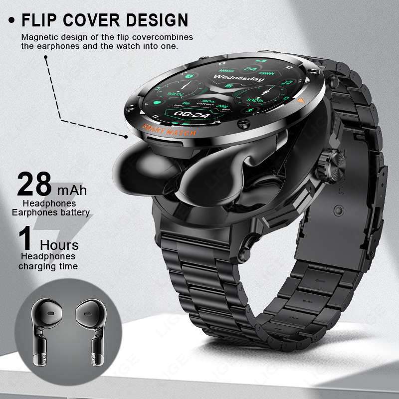 LIGE Men Earphone Smart Watch  - đánh giá và giá Smartwatch Headset