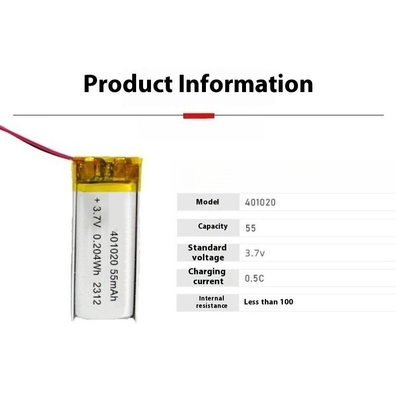 401020 3.7V 55mAh Lithium Poly - đánh giá và giá Smartwatch Headset