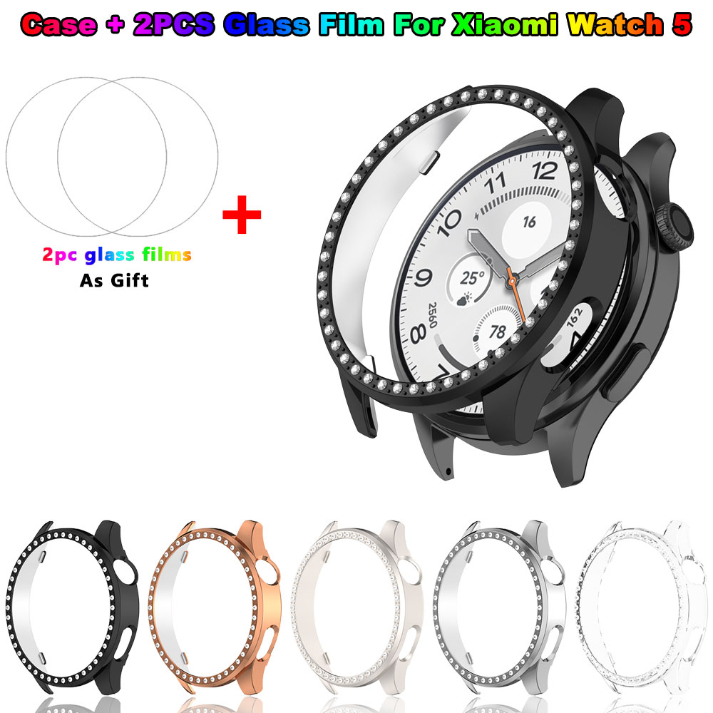 Bling PC Case + Glass Film For - đánh giá và giá Xiaomi Smartwatch Accessories