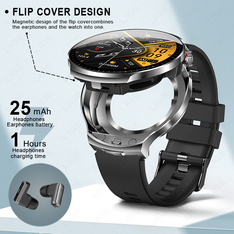 LIGE 2 In 1 TWS Headset Smart  - đánh giá và giá Smartwatch Headset