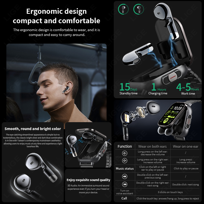 NFC Smart Watch TWS 2-in-1 Hea - đánh giá và giá Smartwatch Headset